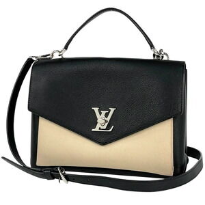 Louis Vuitton My Lock Me Shoulder Bag Leather Noir Black Vanille Beige
